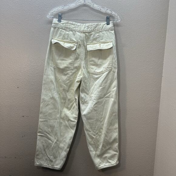 We the Free Ankle Acid Wash Barrel Jeans, Women Sz 25 High Waist belted Pleated - Picture 4 of 10